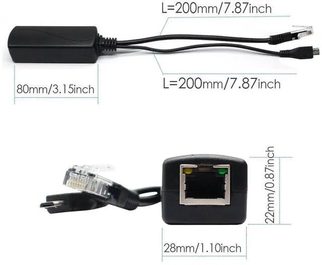 Alt view image 4 of 6 - 4-Pack Active 5V 2.4A PoE Splitter Adapter IEEE 802.3af Compliant Micro USB 48V to 5V/2.4A, for Tablets, Dropcam or Raspberry Pi, IPC, IP Camera and More