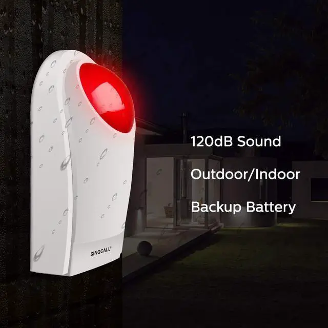 Alt view image 3 of 7 - Remote Emergency Strobe Siren Alarm Kit Home Caring Alert System | Panic SOS Warning System for Factory/Hospital/Store/Hotel/Jewelry Shop Security, 2 Red Flashing Sirens 4 Emergency Buttons