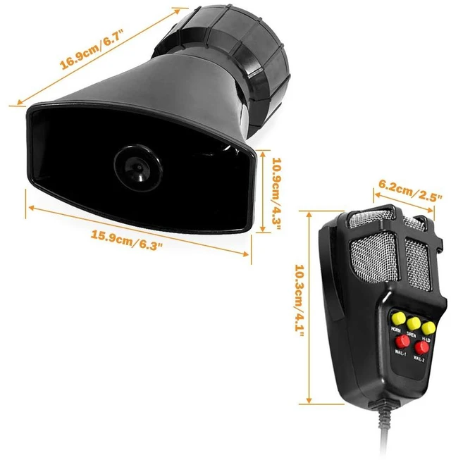 Alt view image 2 of 5 - Car Siren Speaker 100W 12V 5 Tone Sound Mic PA System Emergency Sound Amplifier