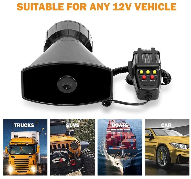 Alt view image 3 of 5 - Car Siren Speaker 100W 12V 5 Tone Sound Mic PA System Emergency Sound Amplifier
