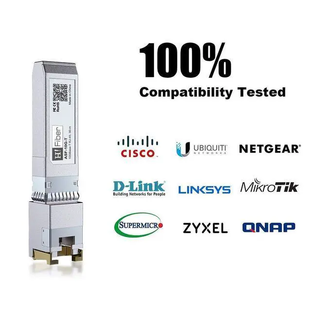Alt view image 5 of 7 - 10Gb SFP+ RJ45 Transceiver, 10Gbase-T SFP+ Ethernet Module Support 10G/5G/2.5G/1.25G, Compatible with Cisco SFP-10G-T-S, Ubiquiti UF-RJ45-10G, UniFi, Meraki,MikroTik,Supermicro and More, 30m