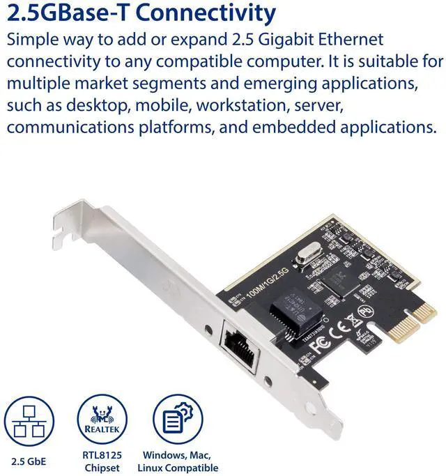 Alt view image 2 of 6 - Vszerda 2.5 Gigabit Ethernet PCI Express PCI-E Network Interface Card 10/100/1000/25000 Mbps RJ45 LAN SI-PEX24059