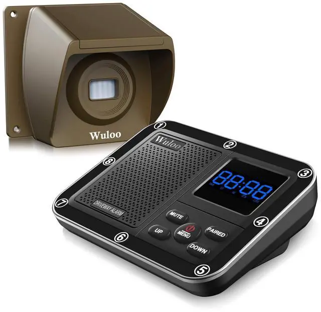 Main image of Wireless Driveway Alarm 1800 Feet Long Range Motion Sensor Alert System Driveway Detector for Home with 1800mAh Rechargeable Battery (1&1-Brown)