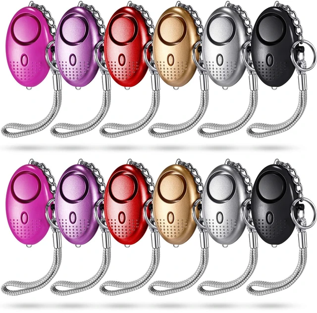 Main image of 12-Piece Personal Alarm Set, Emergency LED Light Keychain Alarms in 6 Colors for Women & Men