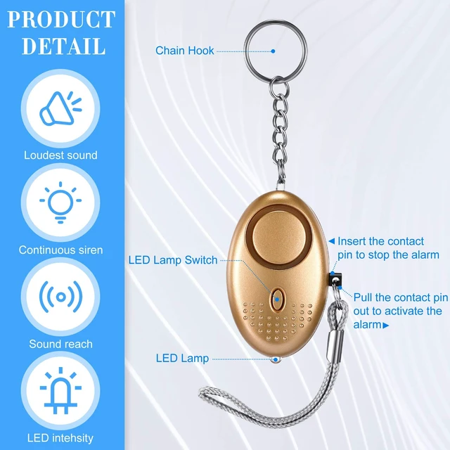Alt view image 2 of 7 - 12-Piece Personal Alarm Set, Emergency LED Light Keychain Alarms in 6 Colors for Women & Men