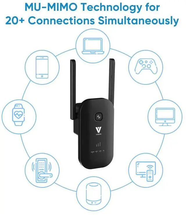 Alt view image 5 of 7 - WiFi Range Extender -1200Mbps WiFi Repeater Wireless Signal Booster 2.4 & 5GHz Dual Band WiFi Extender with 2 Gigabit Ethernet Port, AP & Router Mode, 360°Full Coverage, Simple Setup