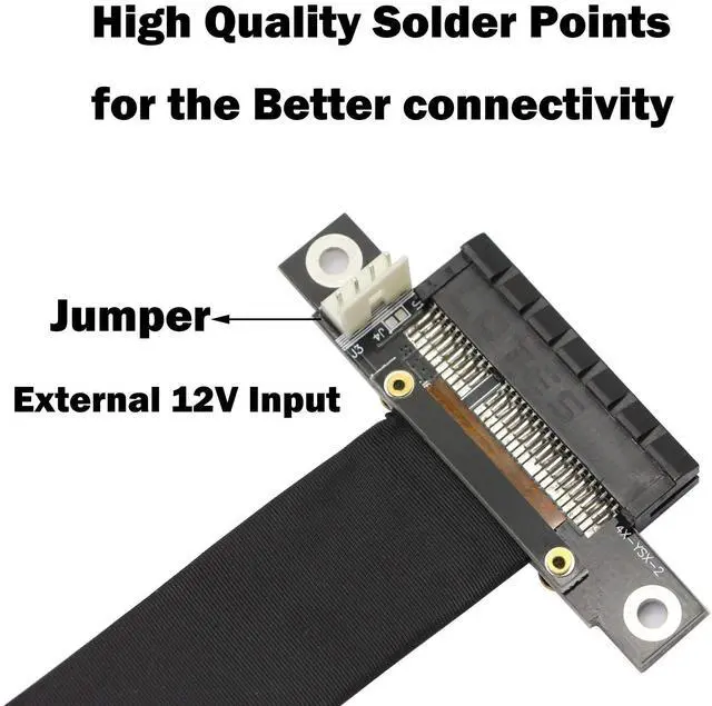 Alt view image 3 of 6 - BUCIER PCIe 4X Extension Cable, PCI-Express 3.0 Male to Female Riser Cable PCI-E Extender Adapter Jumper for Graphics Card, 23cm 180 Degree