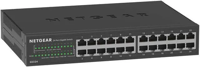 Main image of 24-Port Gigabit Ethernet Unmanaged Essentials Switch (GS324) - Desktop, Wall, or Rackmount, Silent Operation