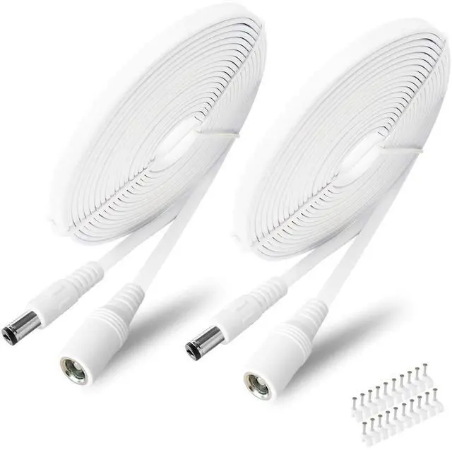 Main image of 2 Pack 10FT DC Power Extension Cable 5.5mm x 2.1mm12v DC Extension Cord Power Adapter for CCTV Security Camera Surveillance IP Camera,LED Strip,24v 12 Volt Male to Female Plug Flat Cable