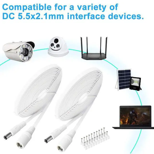 Alt view image 6 of 6 - 2 Pack 10FT DC Power Extension Cable 5.5mm x 2.1mm12v DC Extension Cord Power Adapter for CCTV Security Camera Surveillance IP Camera,LED Strip,24v 12 Volt Male to Female Plug Flat Cable