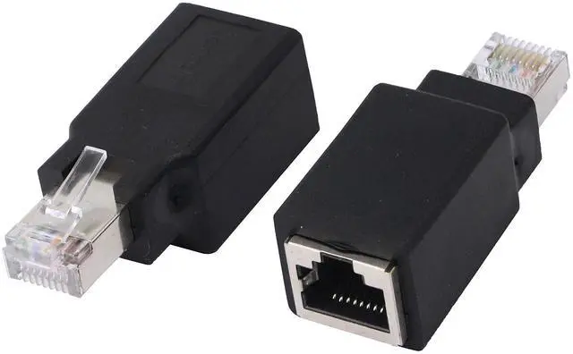 Main image of RJ45 Ethernet LAN Male to Female Cat5 / Cat5e / Cat6 Crossover Adapter(2-Pack),Black (Straight)