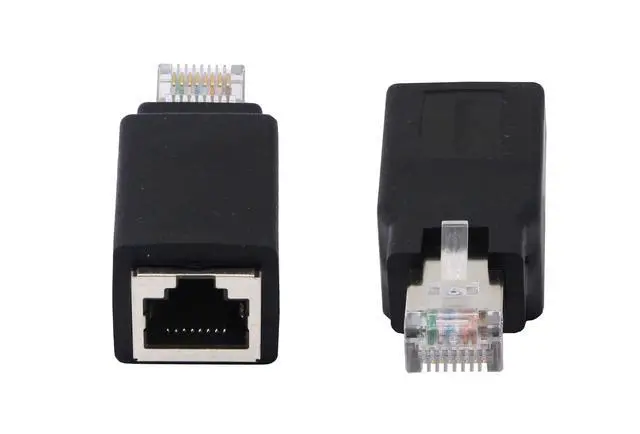 Alt view image 2 of 7 - RJ45 Ethernet LAN Male to Female Cat5 / Cat5e / Cat6 Crossover Adapter(2-Pack),Black (Straight)