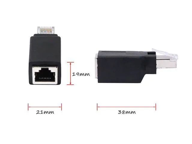 Alt view image 3 of 7 - RJ45 Ethernet LAN Male to Female Cat5 / Cat5e / Cat6 Crossover Adapter(2-Pack),Black (Straight)