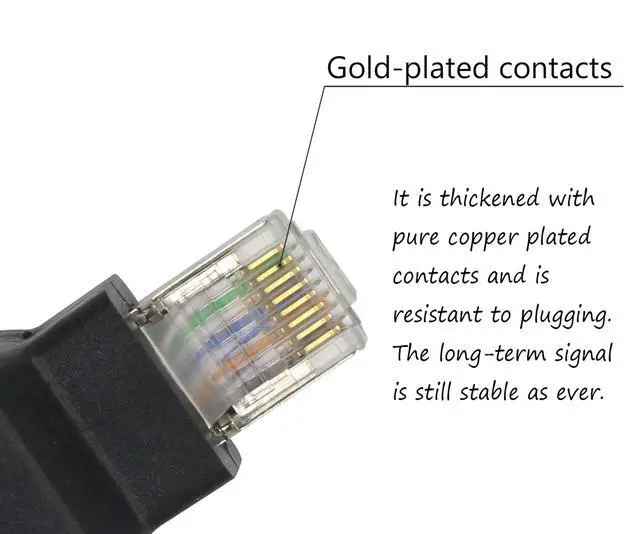 Alt view image 4 of 7 - RJ45 Ethernet LAN Male to Female Cat5 / Cat5e / Cat6 Crossover Adapter(2-Pack),Black (Straight)