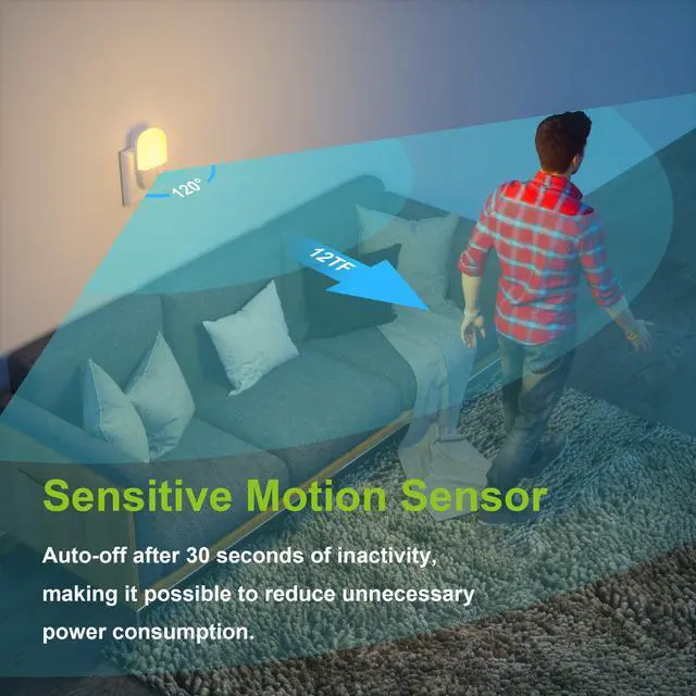 Alt view image 3 of 7 - JAYSUING Plug in Motion Sensor Dimmable Night Light, Soft Warm White LED Nightlight with Dusk to Dawn Motion Sensor, Adjustable Brightness for Bedroom, Bathroom, Kitchen, Hallway, Stairs,2 Pack