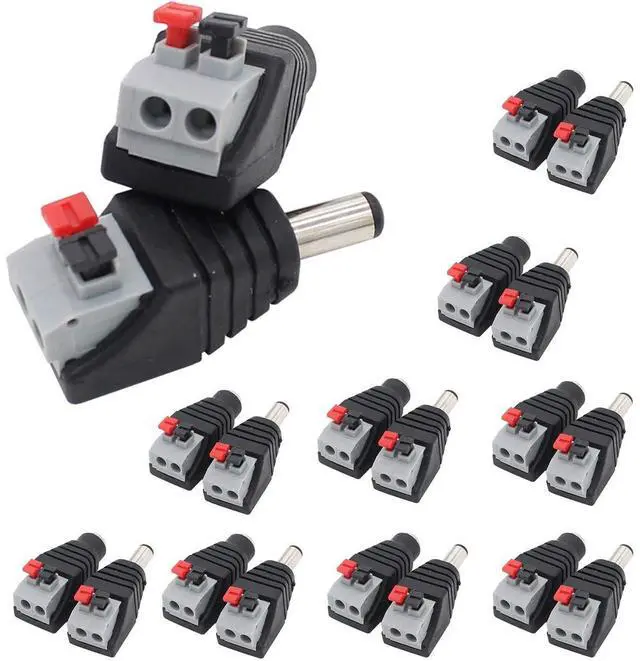 Main image of DC Power Connector Plug 10 Pairs Male and Female DC Connector 5.5mm x 2.1mm Power Jack Plug Adapter Socket for CCTV Camera and Led Strip