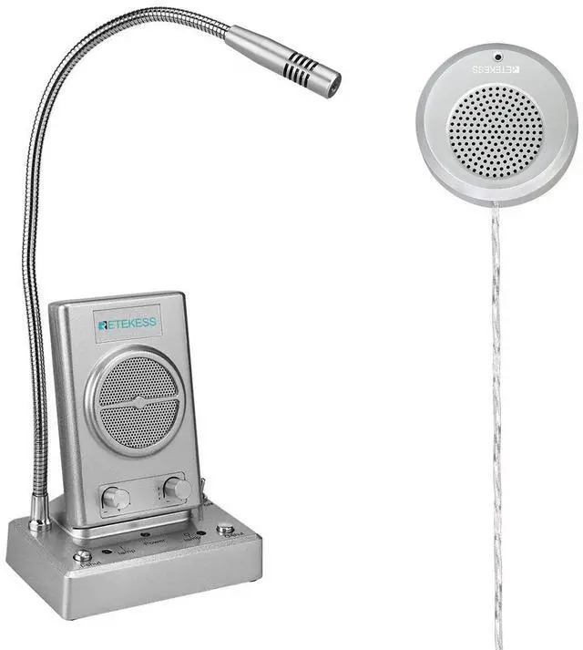 Main image of Retekess TW102 Window Microphone Speakers, Window Intercom System, 8M Cable with Loud Outer Speaker, Intercom System for Business, Bank, School, Hospital