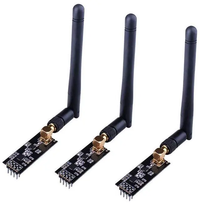 Main image of 3pcs Wireless Transceiver Module, RF Transceiver Module, 2.4G 1100m NRF24L01+PA+LNA SMA Antenna for Raspberry Pi Arduino KY67