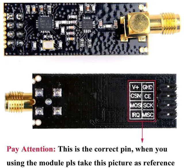 Alt view image 4 of 7 - 3pcs Wireless Transceiver Module, RF Transceiver Module, 2.4G 1100m NRF24L01+PA+LNA SMA Antenna for Raspberry Pi Arduino KY67