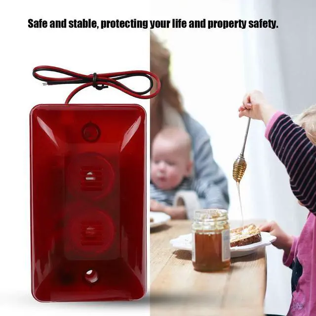 Alt view image 5 of 6 - DC 12V 15W 120dB Wired Strobe Siren,Sound and Light Alarm System,Sound Alarm Siren Strobe Flashing Red Light for Home Security