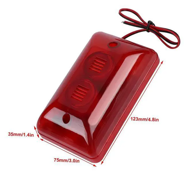 Alt view image 2 of 6 - DC 12V 15W 120dB Wired Strobe Siren,Sound and Light Alarm System,Sound Alarm Siren Strobe Flashing Red Light for Home Security