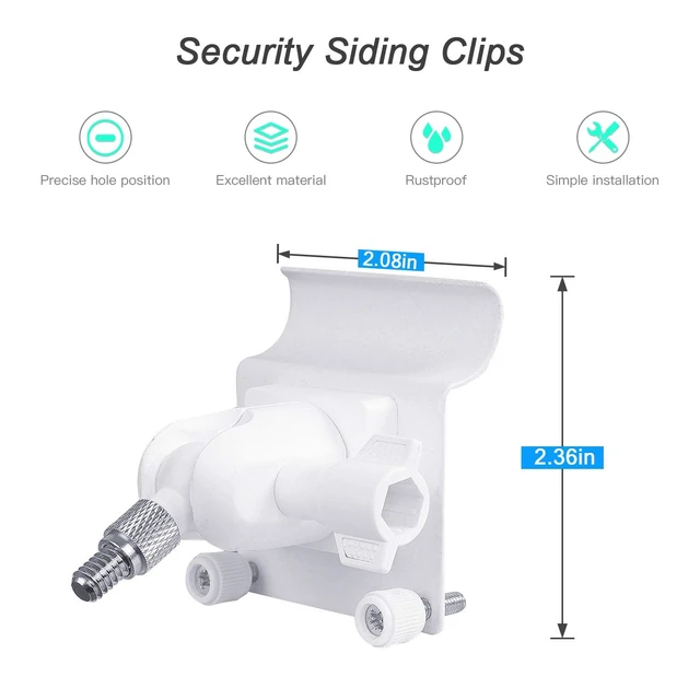 Alt view image 6 of 7 - HOLACA Vinyl Siding Clips for Arlo,Ring Stick Up Cam, Roelink, Eufy Camera | Hanger Hooks for Mounting Security Camera, Weatherproof Aluminum Alloy Material, 2 Pack, White