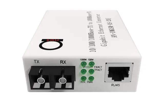 Alt view image 7 of 7 - Single Mode Gigabit Fiber Media Converter - Built-In Fiber Module 20 km (12.42 miles) SC to UTP Cat5e Cat6 10/100/1000 RJ-45 Auto Sensing Gigabit or Fast Ethernet Speed - Jumbo Frame - LLF Support