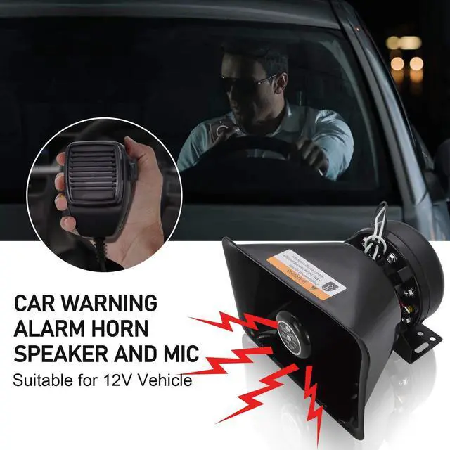 Alt view image 6 of 7 - Police Siren Speaker Car Pa System, Dc12v 200w 9 Tones Wired Handheld Microphone Loudspeaker Emergency Siren Electronic