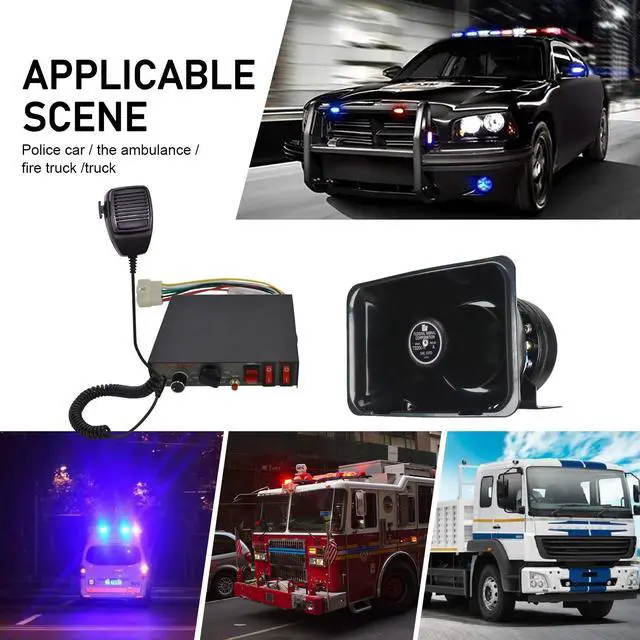 Alt view image 7 of 7 - Police Siren Speaker Car Pa System, Dc12v 200w 9 Tones Wired Handheld Microphone Loudspeaker Emergency Siren Electronic