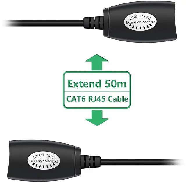 Alt view image 4 of 6 - Vszerda USB to Ethernet Extender Adapter USB Over RJ45 Ethernet Connector for Cat6/5/5e Extension Cable Adapter up to 165ft (50M)