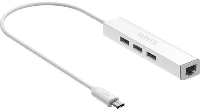 Main image of Micro USB OTG to Ethernet Adapter with Powered Hub - Compatible with Raspberry Pi Zero, Older Android Devices, and Google Chromecast