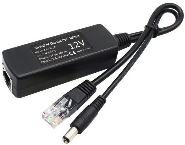 Alt view image 2 of 6 - 2-Pack Gigabit PoE Splitter, 48V to 12V 2A Ethernet Adapter, for Security Camera, AP, Voip and More, AV-PS12-G