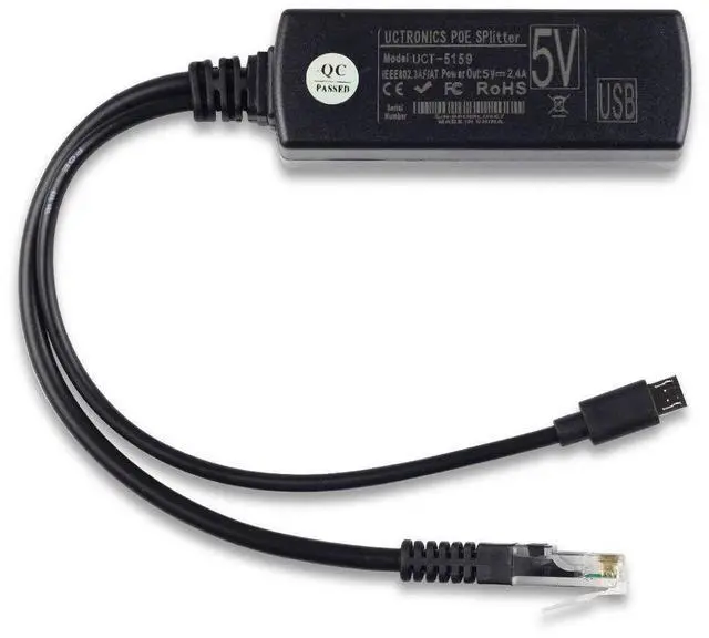 Alt view image 4 of 7 - KEHIPI IEEE 802.3af Micro USB Active PoE Splitter Power Over Ethernet 48V to 5V 2.4A for Tablets, Dropcam or Raspberry Pi 2/3B+ (48V to 5V 2.4A)