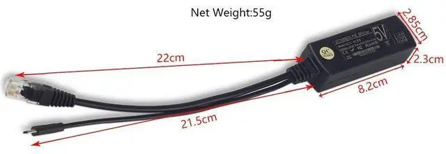 Alt view image 6 of 7 - KEHIPI IEEE 802.3af Micro USB Active PoE Splitter Power Over Ethernet 48V to 5V 2.4A for Tablets, Dropcam or Raspberry Pi 2/3B+ (48V to 5V 2.4A)