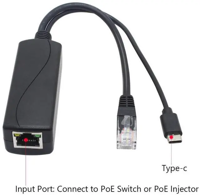 Alt view image 2 of 5 - 2-Pack 5V Gigabit PoE Splitter, USB Type C, 48V to 5V 2.4A Adaper, IEEE 802.3af Compliant