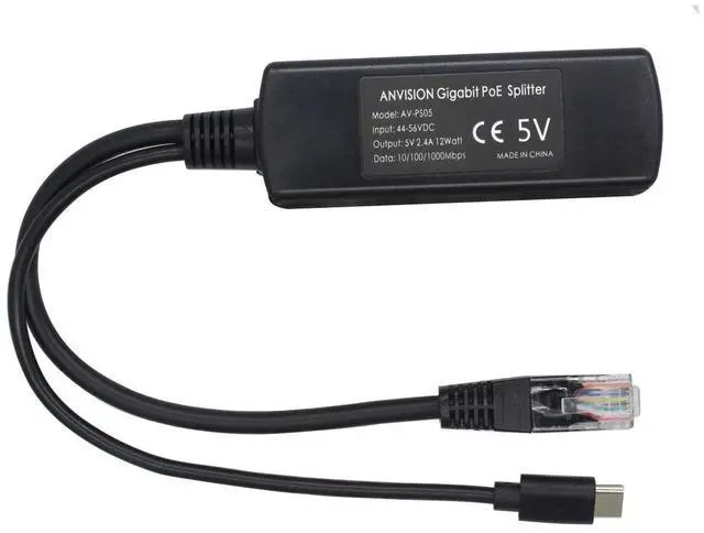 Alt view image 5 of 5 - 2-Pack 5V Gigabit PoE Splitter, USB Type C, 48V to 5V 2.4A Adaper, IEEE 802.3af Compliant