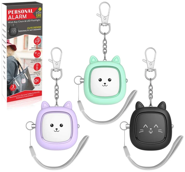 Main image of Personal Safety Alarm, 3 Pack Loud 130dB Siren Emergency Panic Alarm with LED Light, Easy Pull Pin Keychain Self-Defense Security Alarm for Women, Seniors, Kids