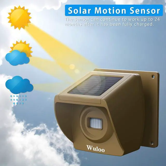 Alt view image 5 of 7 - Solar Driveway Alarm Wireless Outside 1800ft Range, Outdoor Motion Sensor & Detector Driveway Alert System with Rechargeable Battery/Weatherproof/Mute Mode(1&1-Brown)
