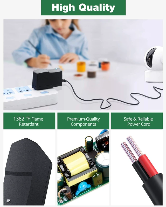 Alt view image 5 of 7 - 5V 1A DC Power Supply Adapter, 100-240V AC to DC 5V 1A 0.8A 0.5A 450mA | Power Adapter Cord with Connector Size 5.5x2.5mm Barrel Interface, Black