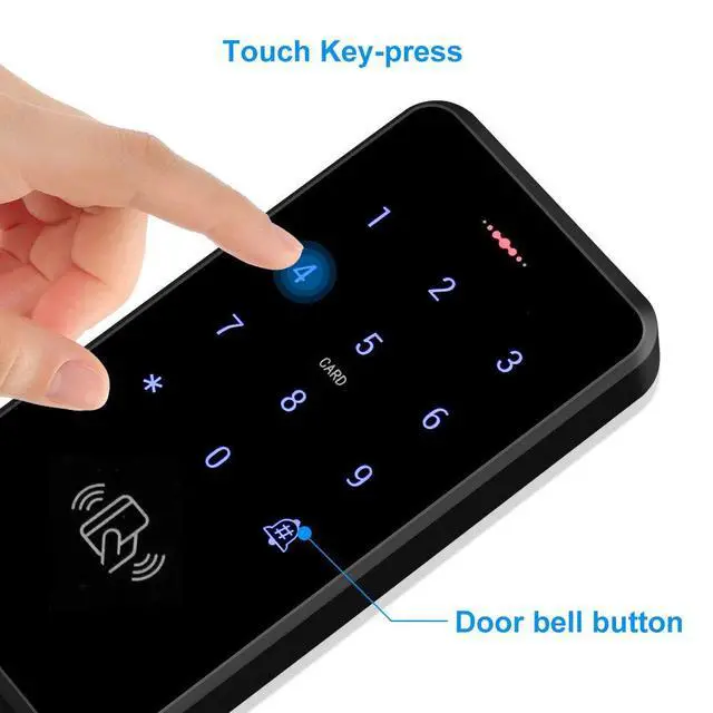 Alt view image 3 of 7 - HFeng IP68 Waterproof Outdoor Door Access Control System Kit RFID Access Control Keypad Touch Panel + 180KG/350lbs Electric Magnetic Lock + Power Supply +10pcs Keyfobs