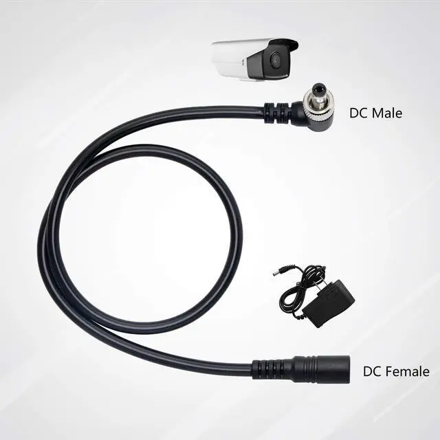 Alt view image 6 of 7 - BUCIER 2 Pack DC Extension Cable 90 Degree Power Adapter Plug 5.5mm x 2.1mm Male to Female Extension Wire with Lock Nut for 12V Power Adapter, CCTV Security Camera (0.5M/1.65FT)