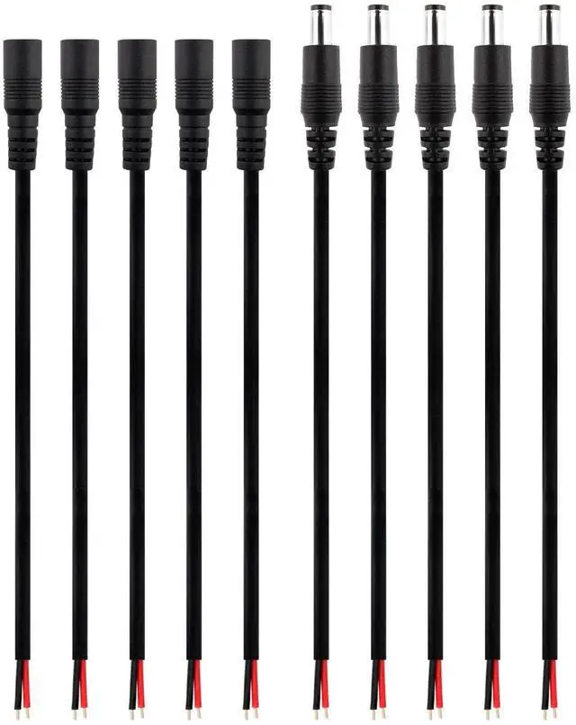 Main image of DC Barrel Power Plug Pigtail Cable, 2.1mm x 5.5mm Male Female Barrel Jack Connector Cord With Bare Wire for Security CCTV Parking Camera Car Monitor Surveillance ( 5.9 inch / 15 cm )