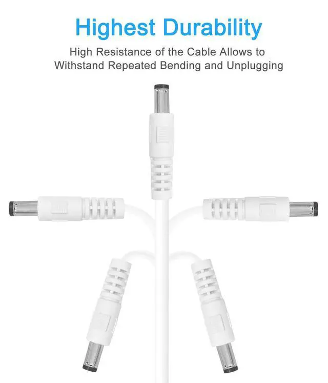 Alt view image 3 of 5 - 2-Pack 13ft DC Power Extension Cable,5.5mm x 2.1mm Extension Cord,12v Extension Cord for Security Camera CCTV IP,Router,LED Strip,5V 9V 24V 12 Volt Male to Female Plug Supply Adapter Power Cord