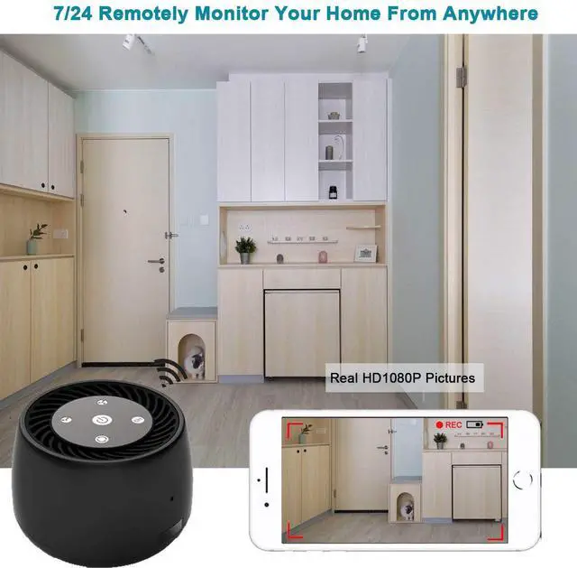 Alt view image 3 of 7 - Wireless-WiFi-Security-Mini-Camera, Real 1080P Full HD with Night Vision and Motion Detection Recording, 2-IN-1 Real-time Monitoring for Home/Office, Work with IOS&Android APP(Support 2.4G and 5G)