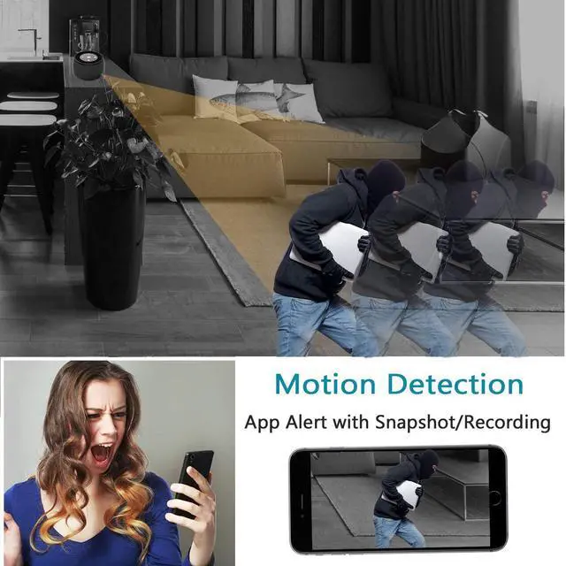 Alt view image 4 of 7 - Wireless-WiFi-Security-Mini-Camera, Real 1080P Full HD with Night Vision and Motion Detection Recording, 2-IN-1 Real-time Monitoring for Home/Office, Work with IOS&Android APP(Support 2.4G and 5G)