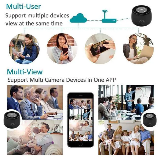 Alt view image 6 of 7 - Wireless-WiFi-Security-Mini-Camera, Real 1080P Full HD with Night Vision and Motion Detection Recording, 2-IN-1 Real-time Monitoring for Home/Office, Work with IOS&Android APP(Support 2.4G and 5G)