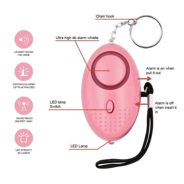 Alt view image 3 of 7 - Safe Sound Personal Alarm, 8 Pack 140DB Personal Security Alarm Keychain with LED Lights, Emergency Safety Alarm for Women, Men, Children, Elderly