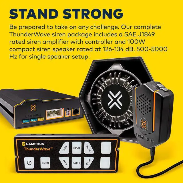 Alt view image 2 of 7 - ThunderWave 100W Police Siren Speaker PA System Kit for Truck Cars | 2 x 15A Switch, Hands-Free Air Horn, Radio Broadcast, Remote Control, For Emergency Vehicle Pickup Truck UTV POV