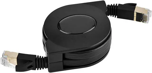 Main image of RJ45 LAN Cable, Black Retractable LAN Network Cable, Flat Ethernet Cord for LAN Network