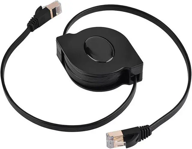 Alt view image 3 of 7 - RJ45 LAN Cable, Black Retractable LAN Network Cable, Flat Ethernet Cord for LAN Network